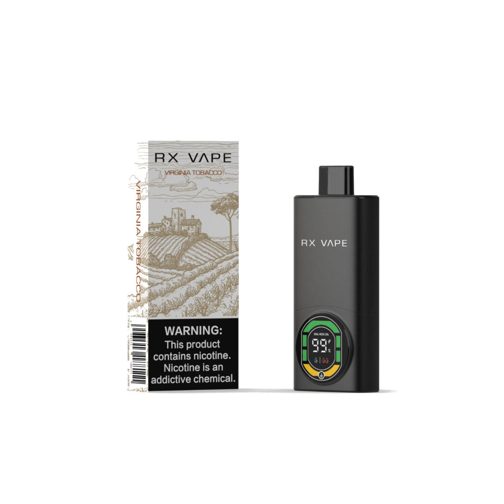 RX Vape Virginia Tobacco Disposable Vape with 20,000 puffs and rechargeable battery